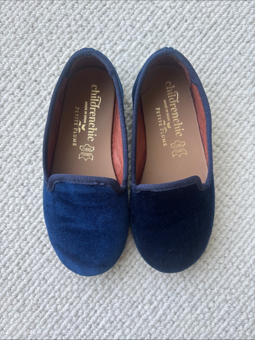 Children Chic Navy Velvet Slip-On Shoes
